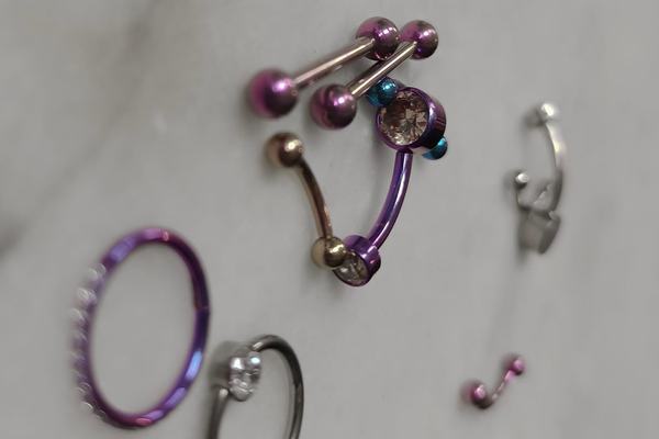 Piercing jewellery arranged for professional use