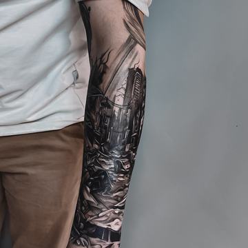 Blackwork forearm tattoo